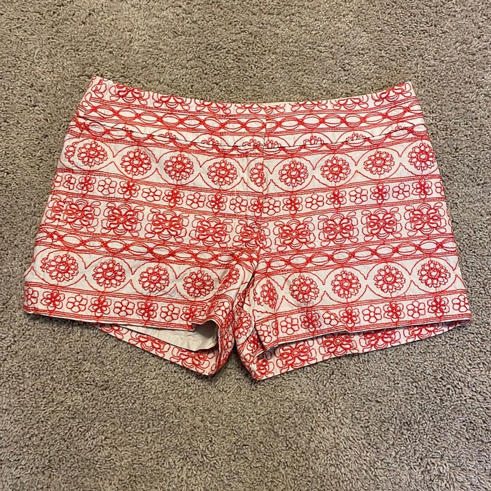 Loft red and tan floral pattern shorts size 2